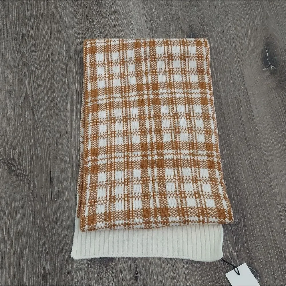NWT Timberland Brown/White Buffalo Plaid Scarf One Size